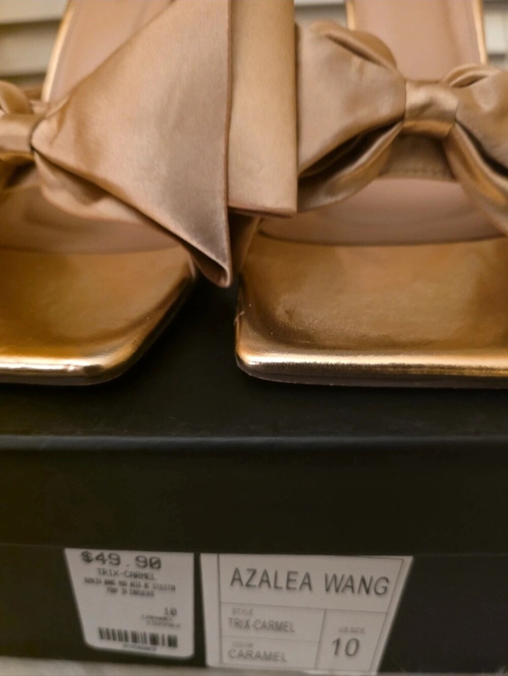 Azalea Wang Caramel Bow Slide Heels Sz 10 - Picture 6 of 6